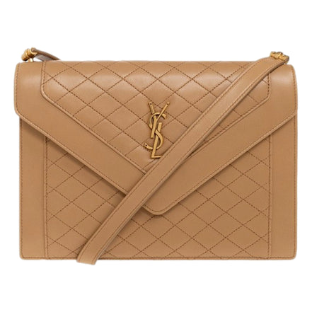Saint Laurent Gabby Monogram Quilted Lambskin Leather Light Brown Shoulder Bag
