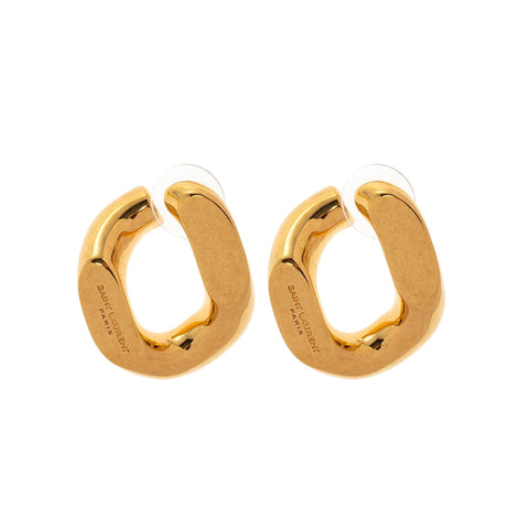 Saint Laurent Gourmet Link Engraved Brass Earrings 679736 at_Queen_Bee_of_Beverly_Hills