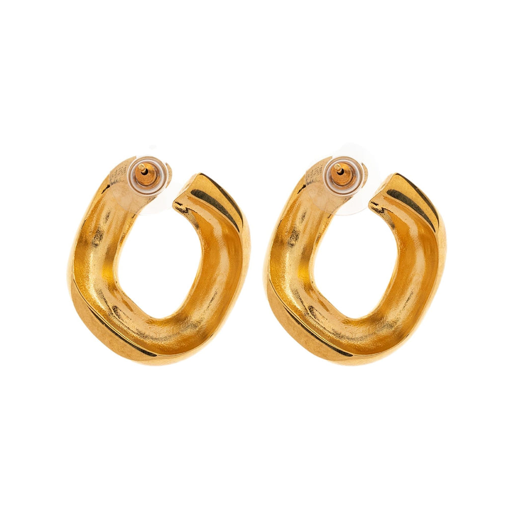 Saint Laurent Gourmet Link Engraved Brass Earrings 679736 at_Queen_Bee_of_Beverly_Hills