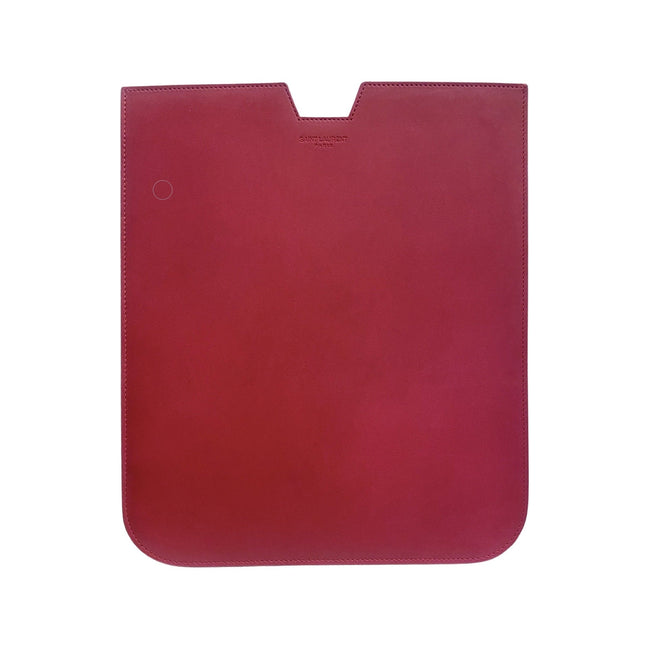 Saint Laurent iPad Pro Sleeve Smooth Hot Pink Calfskin Leather Logo available at Queen Bee of Beverly Hills