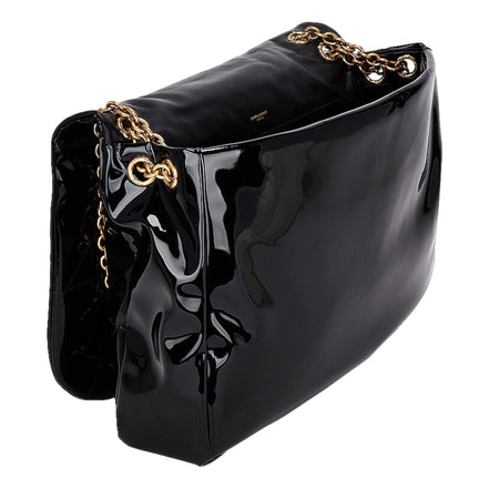 Saint Laurent Jamie YSL Black Patent Leather Chain Strap Large Shoulder Bag available at Queen Bee of Beverly Hills