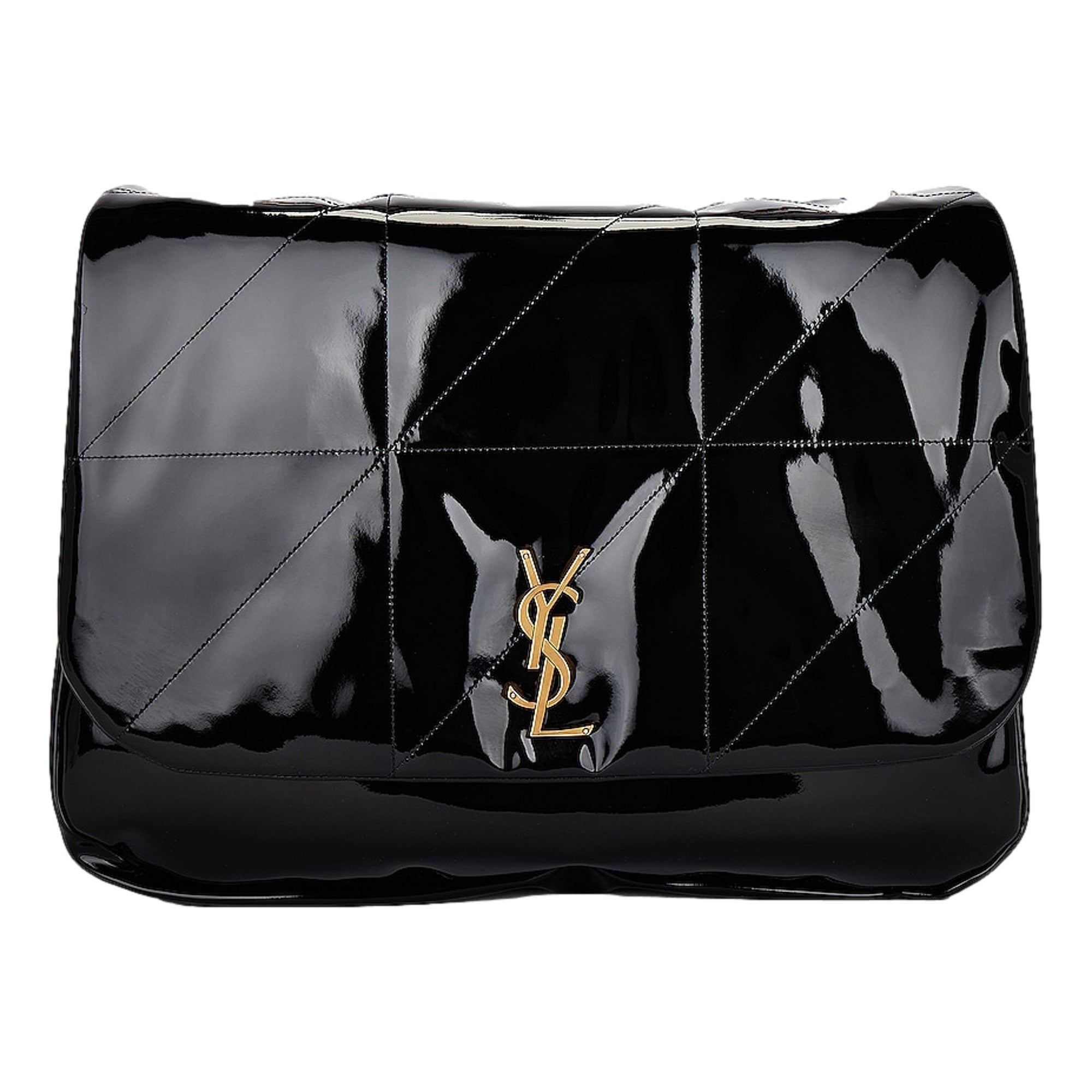 Saint Laurent Jamie YSL Black Patent Leather Chain Strap Large Shoulder Bag available at Queen Bee of Beverly Hills