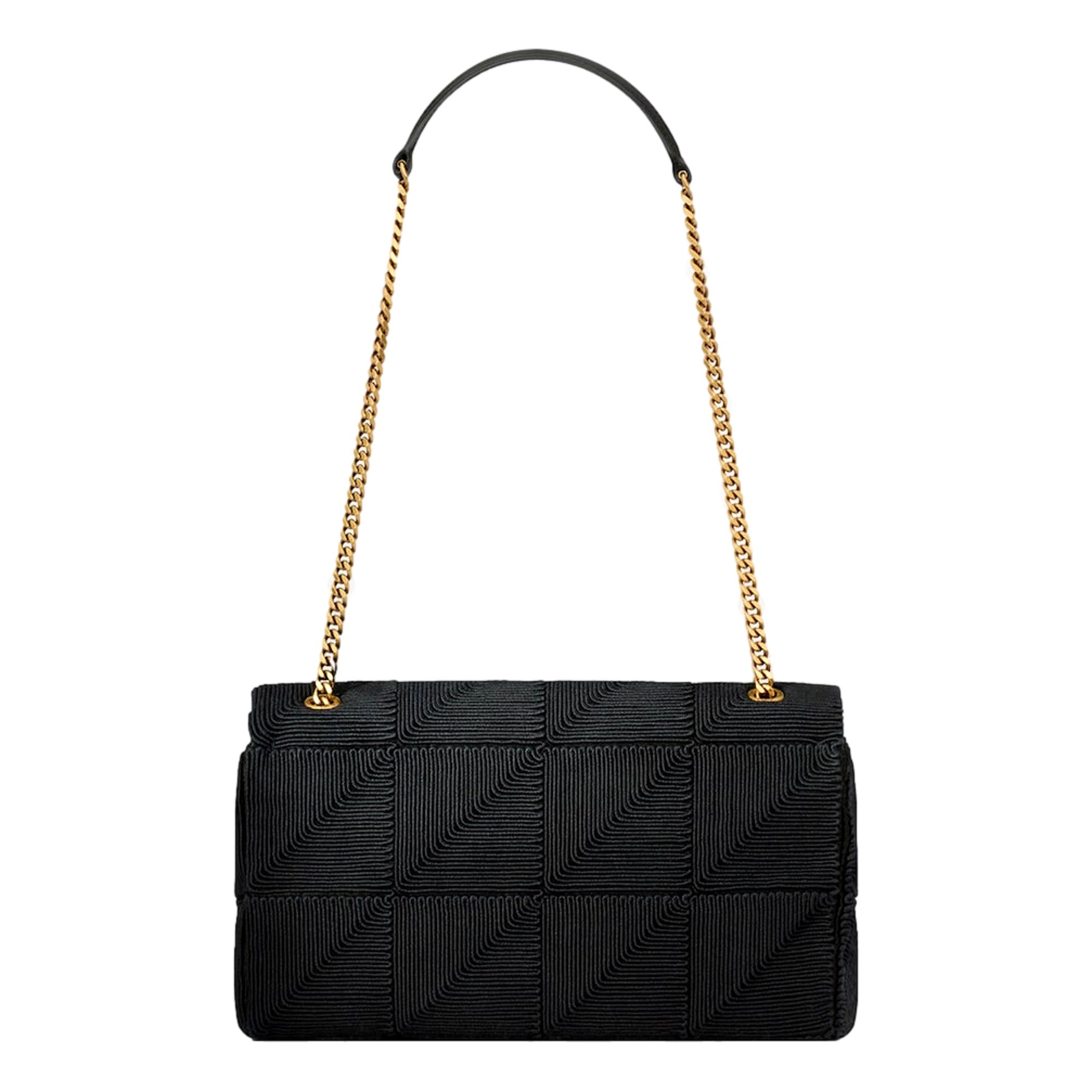 Saint Laurent Jamie YSL Satin Textured Chain Strap Small Crossbody Flap Bag available at Queen Bee of Beverly Hills