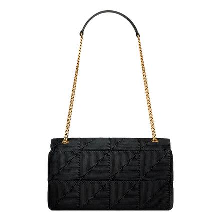Saint Laurent Jamie YSL Satin Textured Chain Strap Small Crossbody Flap Bag available at Queen Bee of Beverly Hills