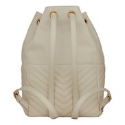 Saint Laurent Joe White Lambskin Quilted Chevron Chain Strap Backpack - available at Queen Bee of Beverly Hills. 
