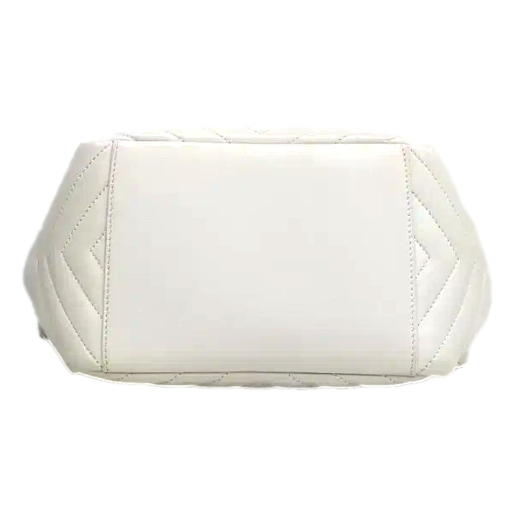 Saint Laurent Joe White Lambskin Quilted Chevron Chain Strap Backpack - available at Queen Bee of Beverly Hills. 