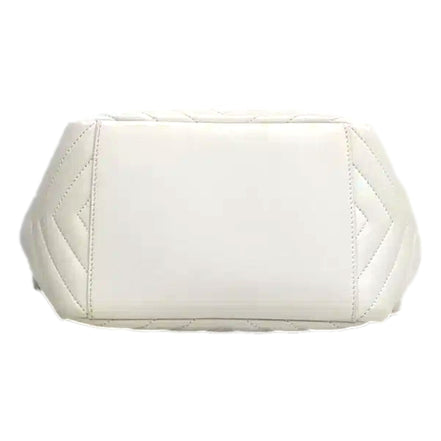 Saint Laurent Joe White Lambskin Quilted Chevron Chain Strap Backpack - available at Queen Bee of Beverly Hills. 
