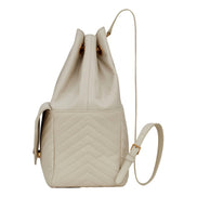 Saint Laurent Joe White Lambskin Quilted Chevron Chain Strap Backpack - available at Queen Bee of Beverly Hills. 
