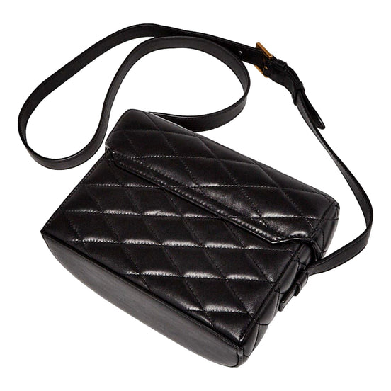 Saint Laurent June Leather Quilted Box Crossbody Bag Black
