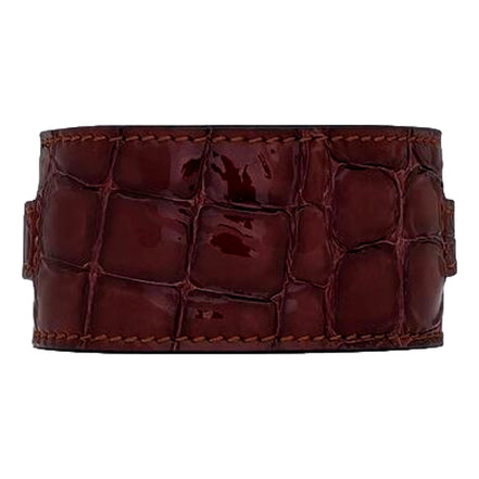 Saint Laurent Le Carré Leather Croc Print Red Bracelet Small