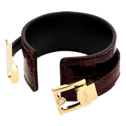 Saint Laurent Le Carré Leather Croc Print Red Bracelet Small