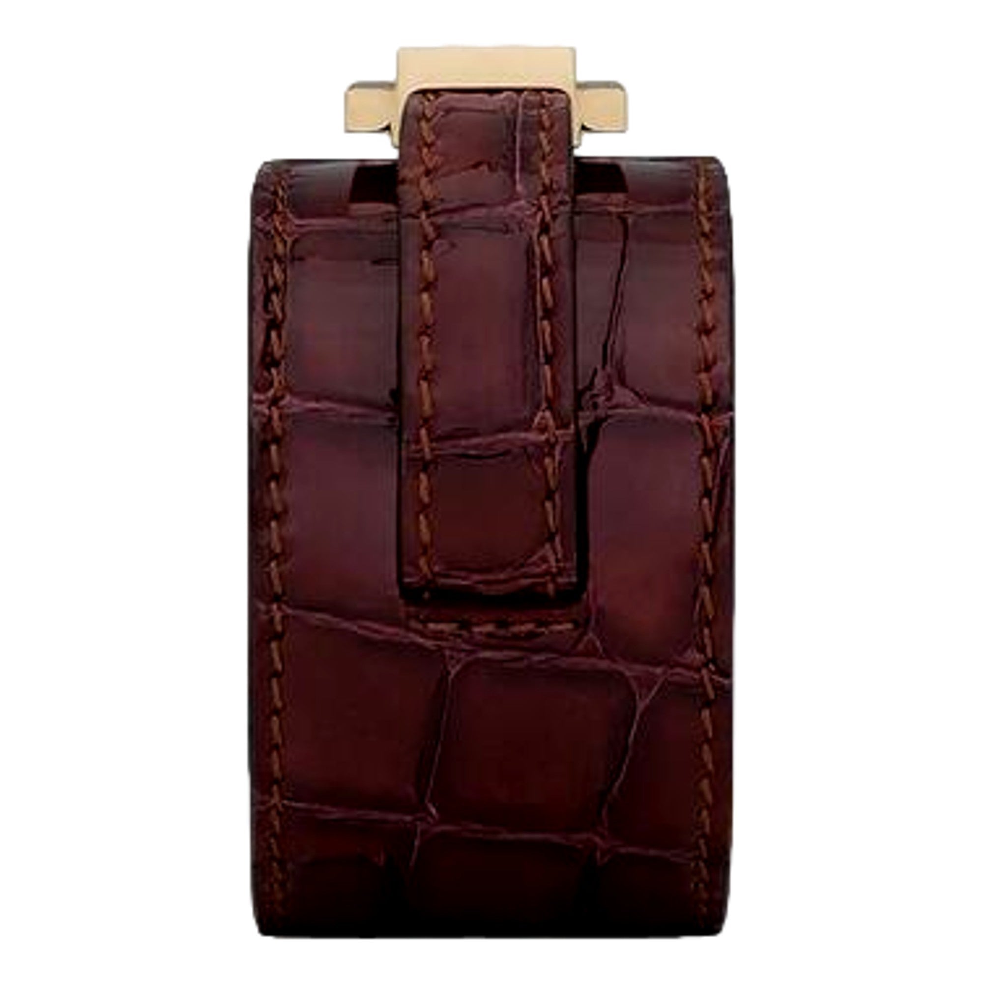 Saint Laurent Le Carré Leather Croc Print Red Bracelet Small