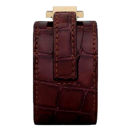 Saint Laurent Le Carré Leather Croc Print Red Bracelet Small