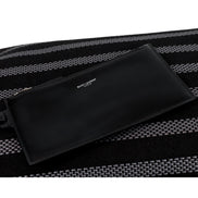 Saint Laurent Canvas Leather Trim Oversized Drawstring Bucket Bag Black