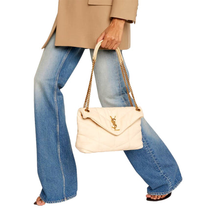 Saint Laurent Lou Puffer Medium Shoulder Bag in Quilted Leather available at Queen Bee of Beverly Hills