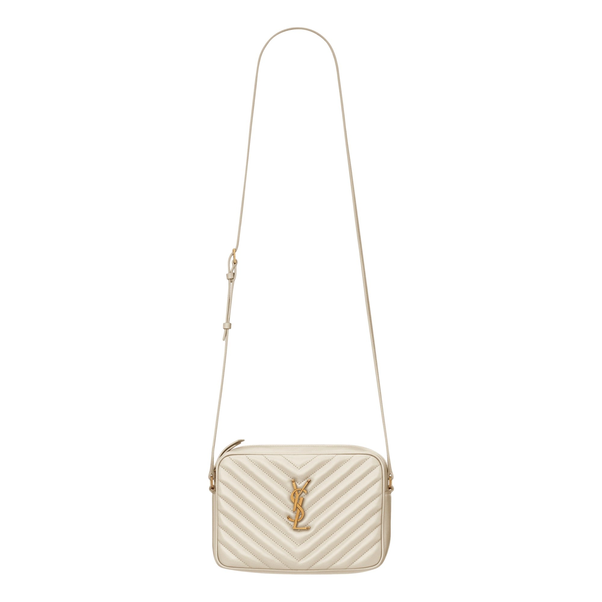 Saint Laurent Lou Quilted Leather Crossbody Camera Bag White