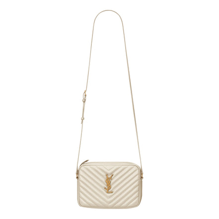 Saint Laurent Lou Quilted Leather Crossbody Camera Bag White