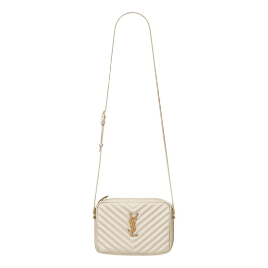 Saint Laurent Lou Quilted Leather Crossbody Camera Bag White