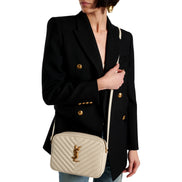 Saint Laurent Lou Quilted Leather Crossbody Camera Bag White