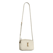 Saint Laurent Lou Quilted Leather Crossbody Camera Bag White
