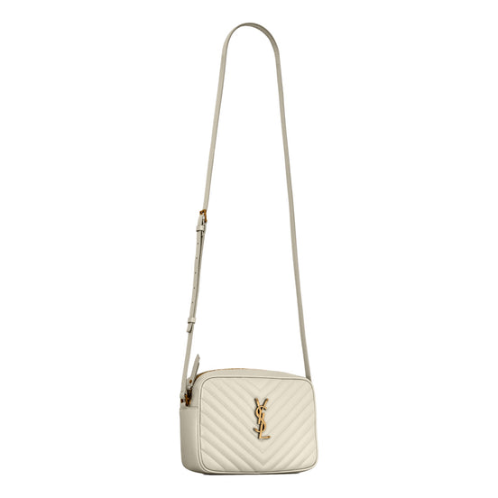 Saint Laurent Lou Quilted Leather Crossbody Camera Bag White