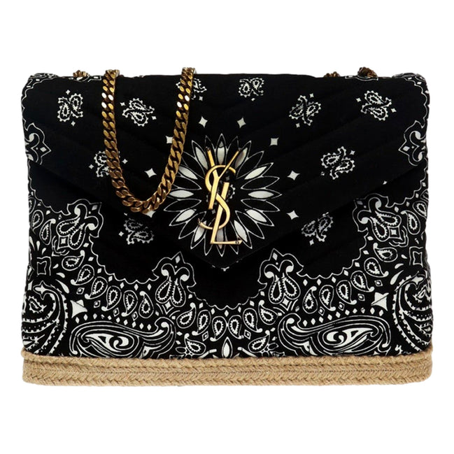 Saint Laurent Loulou Black Paisley Quilted Cross Body Bag available at Queen Bee of Beverly Hills