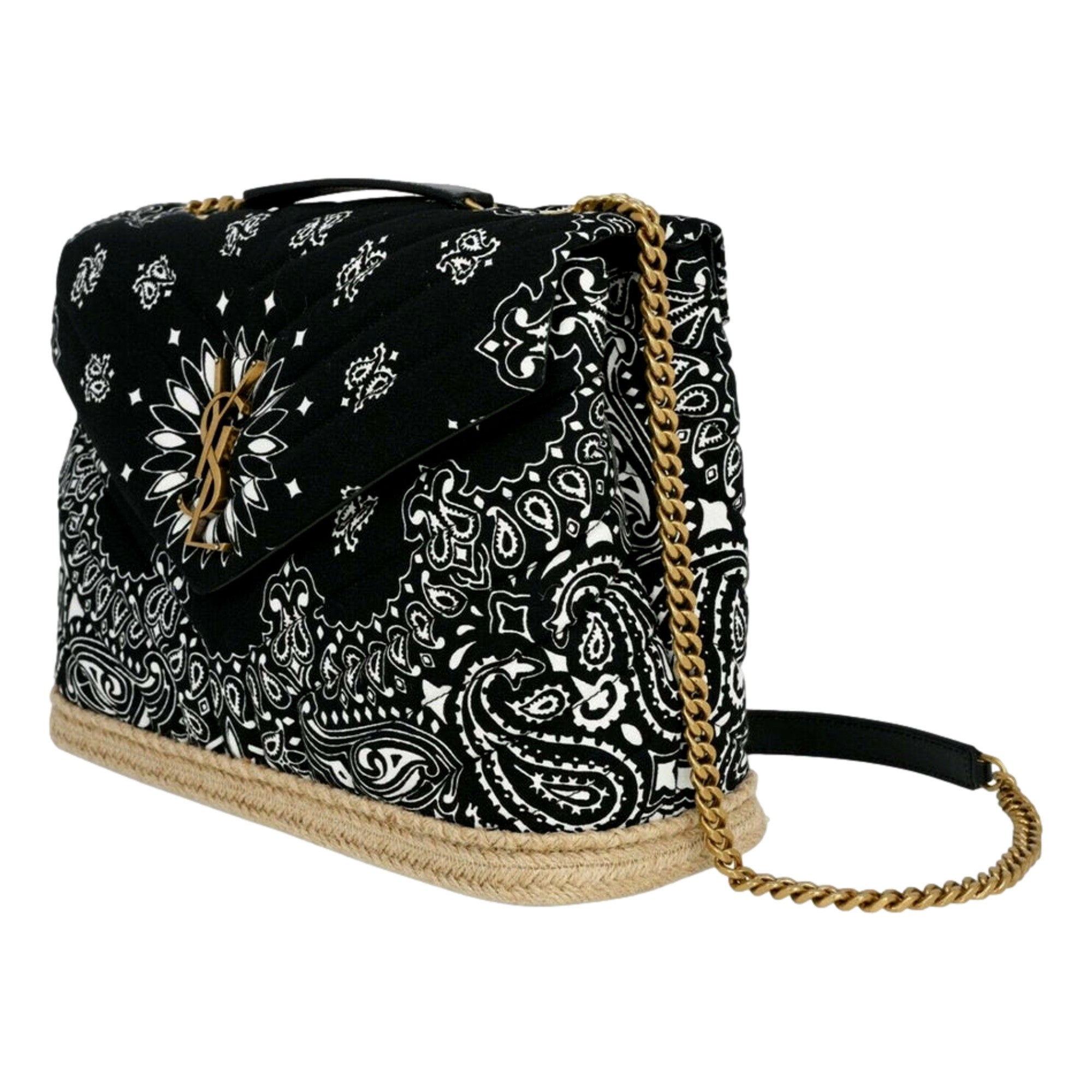 Saint Laurent Loulou Black Paisley Quilted Cross Body Bag available at Queen Bee of Beverly Hills