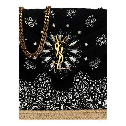 Saint Laurent Loulou Black Paisley Quilted Cross Body Bag available at Queen Bee of Beverly Hills