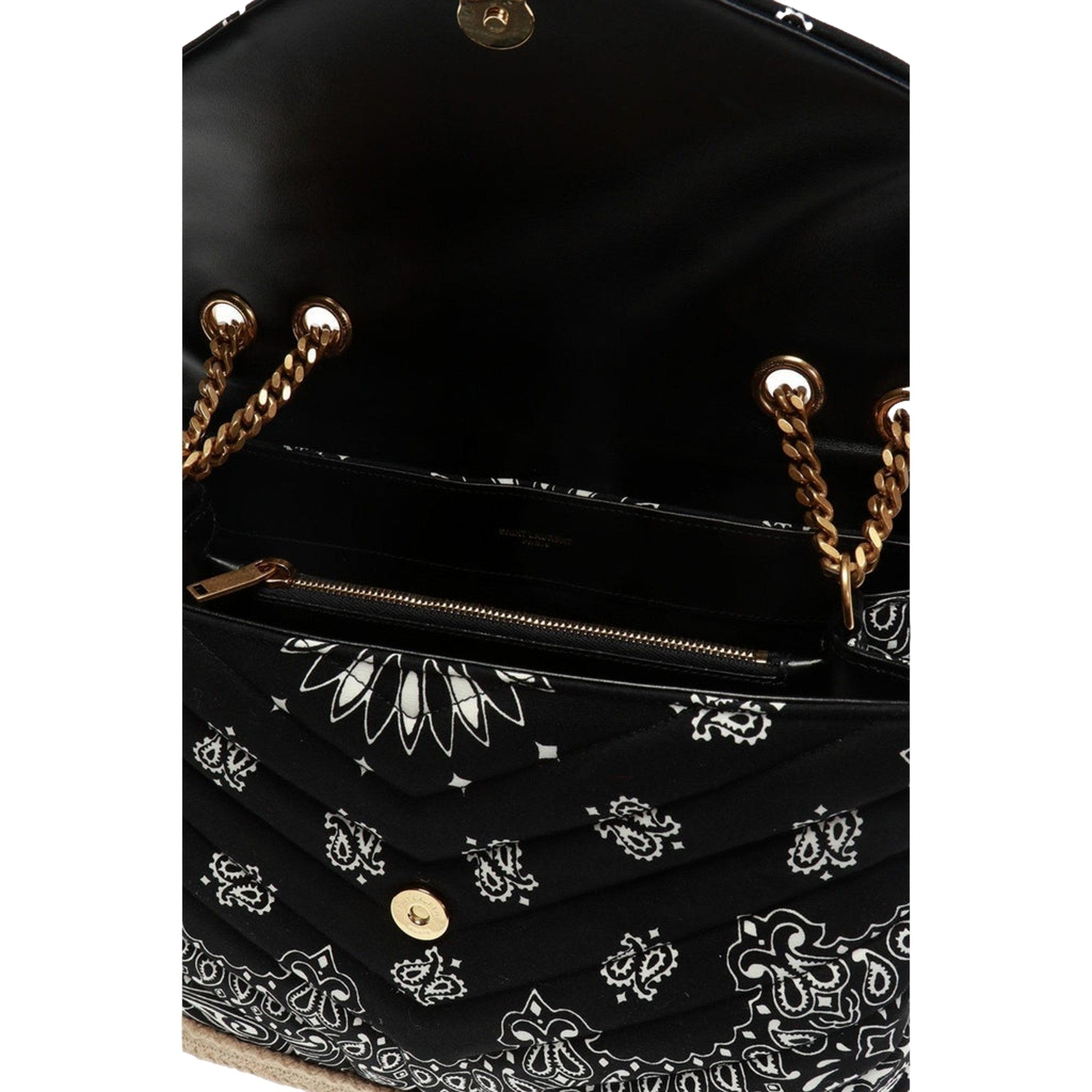 Saint Laurent Loulou Black Paisley Quilted Cross Body Bag available at Queen Bee of Beverly Hills