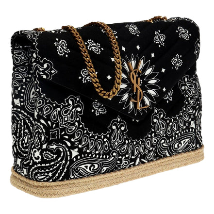 Saint Laurent Loulou Black Paisley Quilted Cross Body Bag available at Queen Bee of Beverly Hills