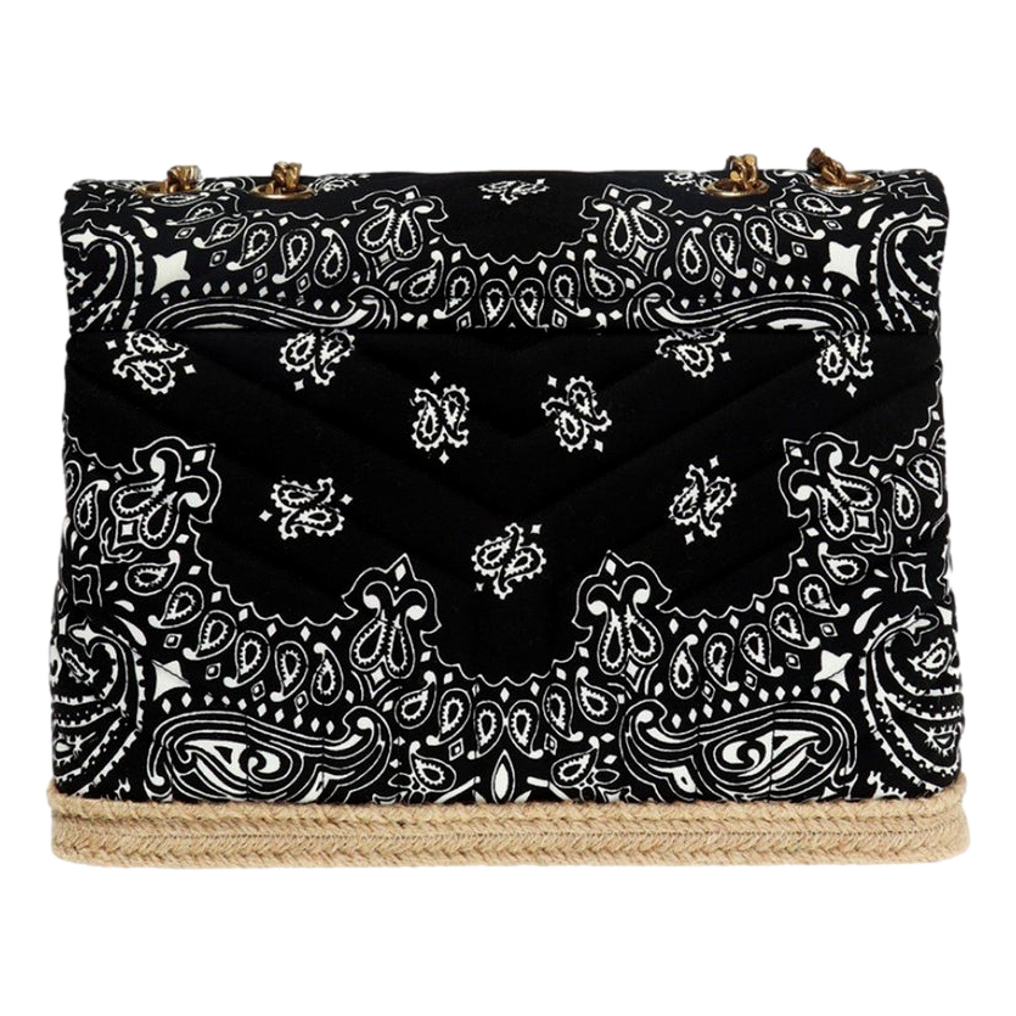 Saint Laurent Loulou Black Paisley Quilted Small Cross Body Bag