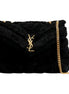 Saint Laurent Loulou Black Shearling Medium Shoulder Bag available at Queen Bee of Beverly Hills