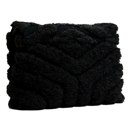 Saint Laurent Loulou Black Shearling Medium Shoulder Bag available at Queen Bee of Beverly Hills