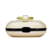 Saint Laurent Metallic Gold Leather Airpods Pro Case available at Queen Bee of Beverly Hills