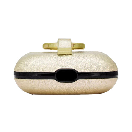 Saint Laurent Metallic Gold Leather Airpods Pro Case available at Queen Bee of Beverly Hills