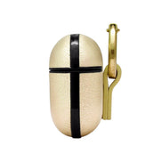 Saint Laurent Metallic Gold Leather Airpods Pro Case available at Queen Bee of Beverly Hills