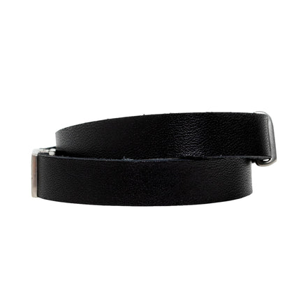 Saint Laurent Monogram Black Leather Bracelet available at Queen Bee of Beverly Hills
