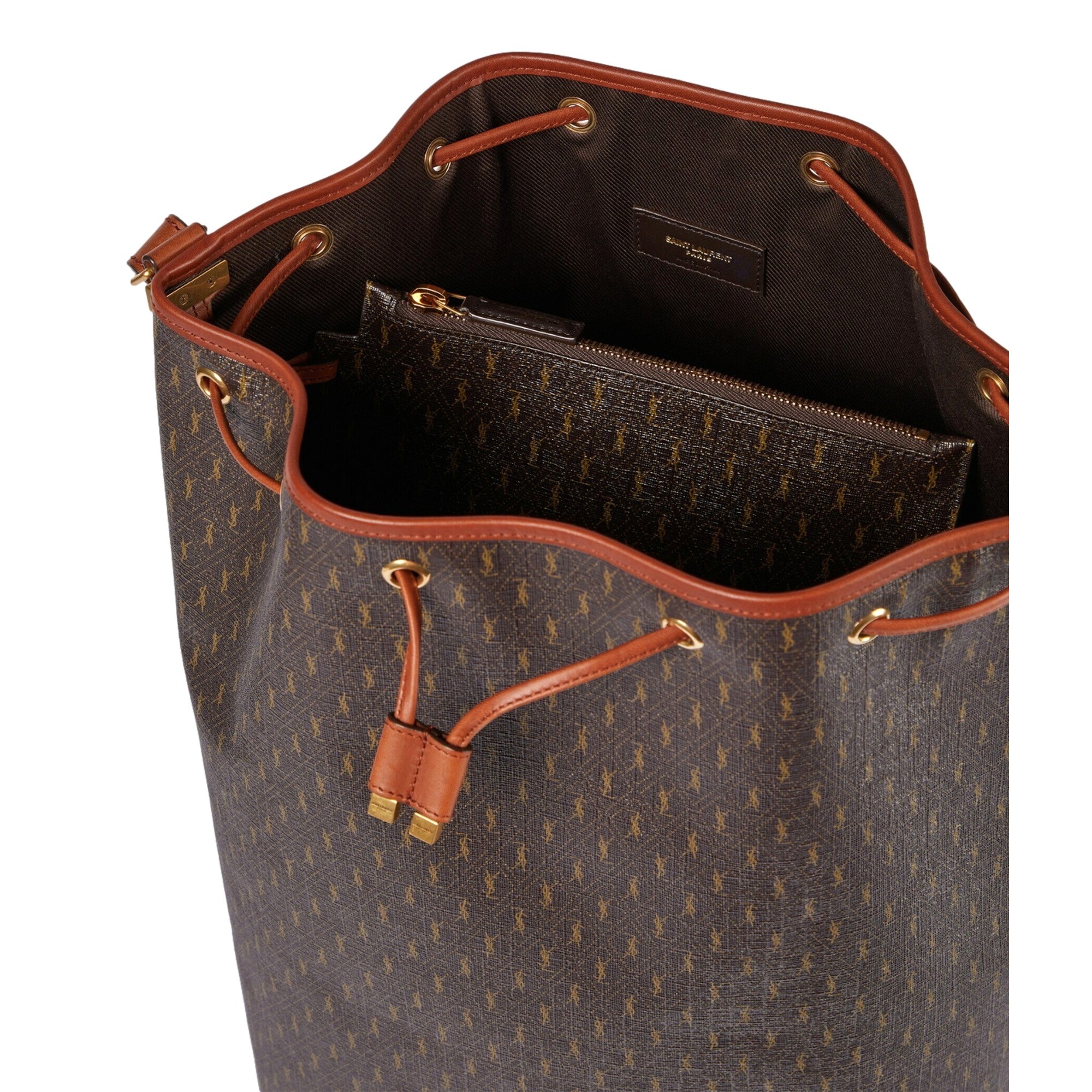Saint Laurent Le Monogramme Oversized Bucket Bag Brown - Available at Queen Bee of Bevery Hills.
