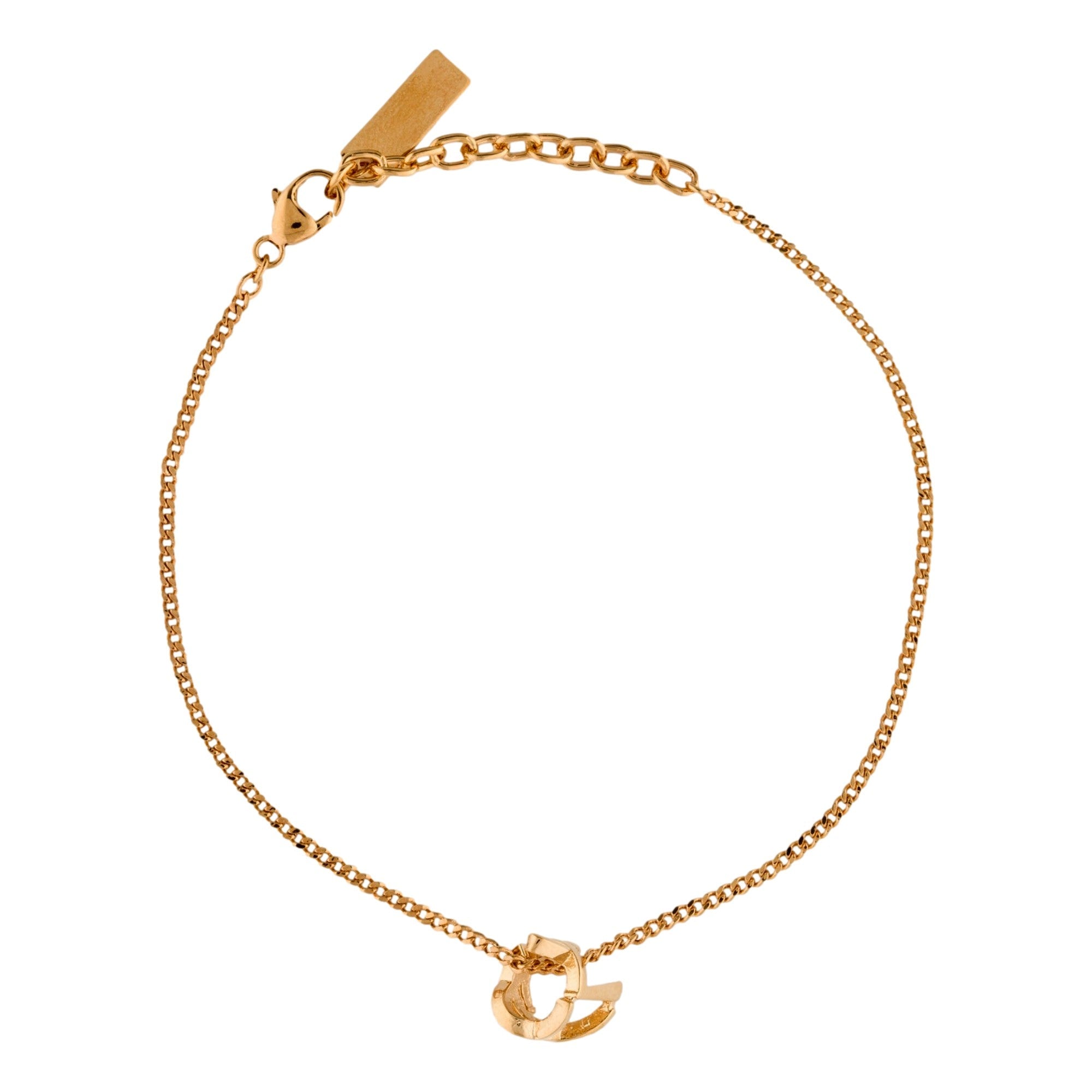 Saint Laurent Monogram Twist Gold Metal Chain Bracelet available at Queen Bee of Beverly Hills