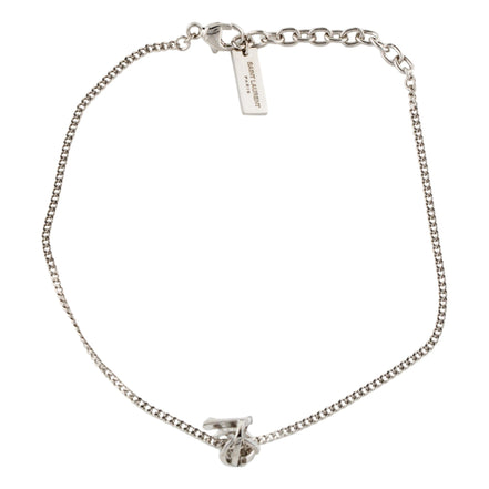 Saint Laurent Monogram Twist Silver Metal Chain Bracelet available at Queen Bee of Beverly Hills