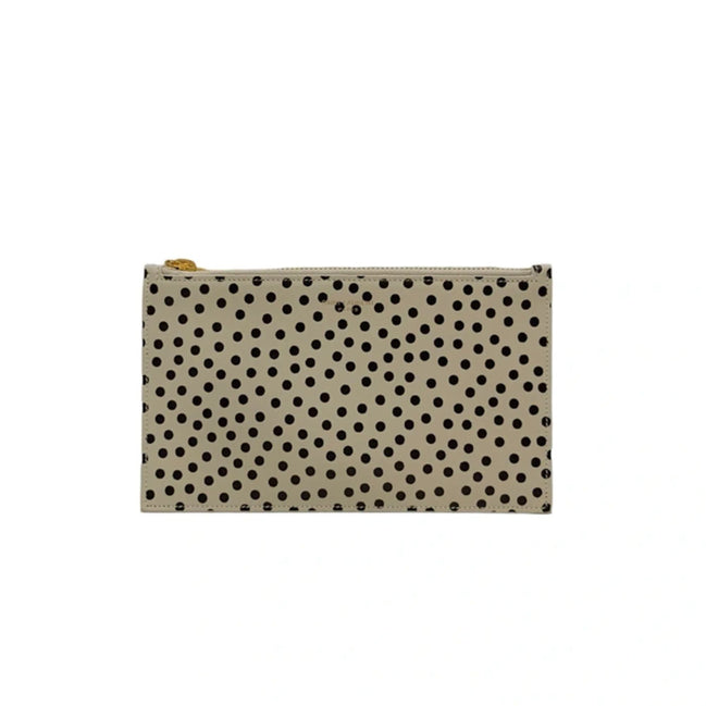 Saint Laurent Polka Dot Calfskin Leather Small Pouch available at Queen Bee of Beverly Hills