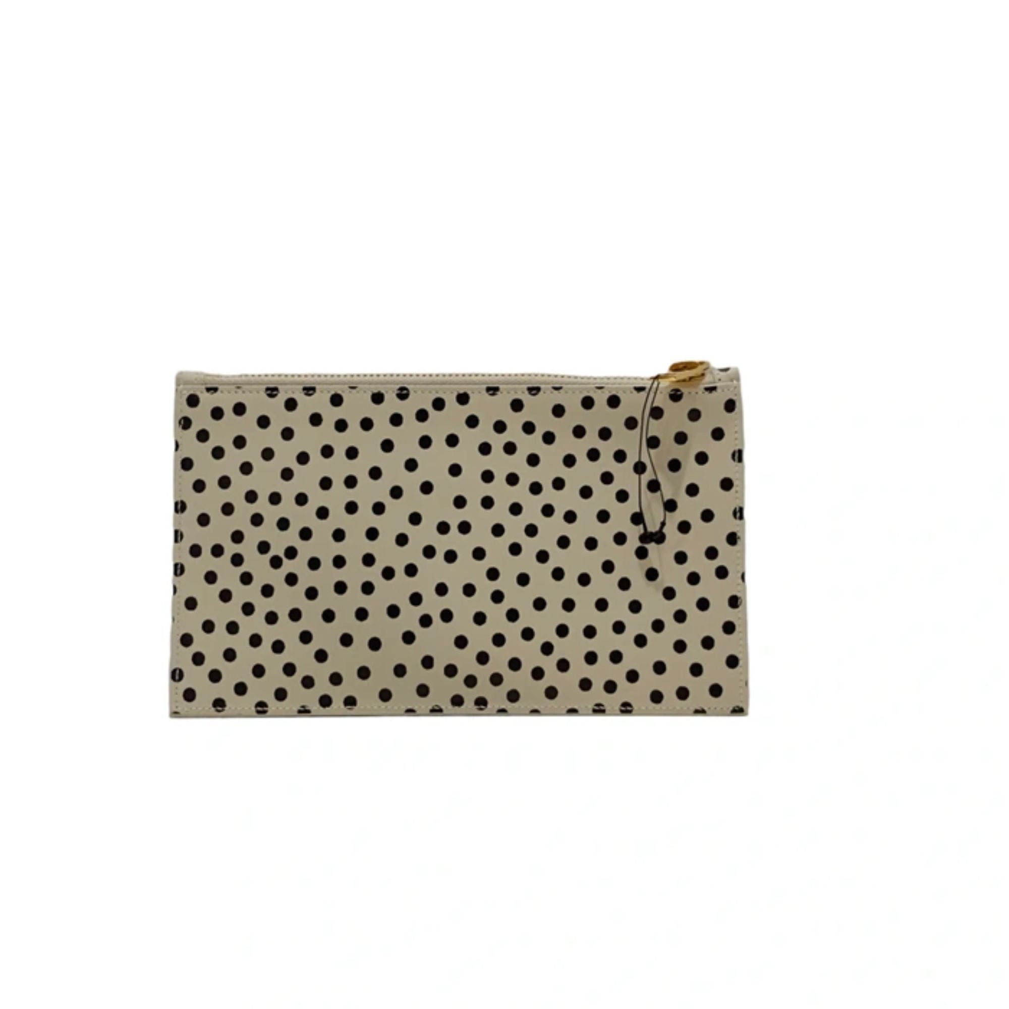 Saint Laurent Polka Dot Calfskin Leather Small Pouch available at Queen Bee of Beverly Hills