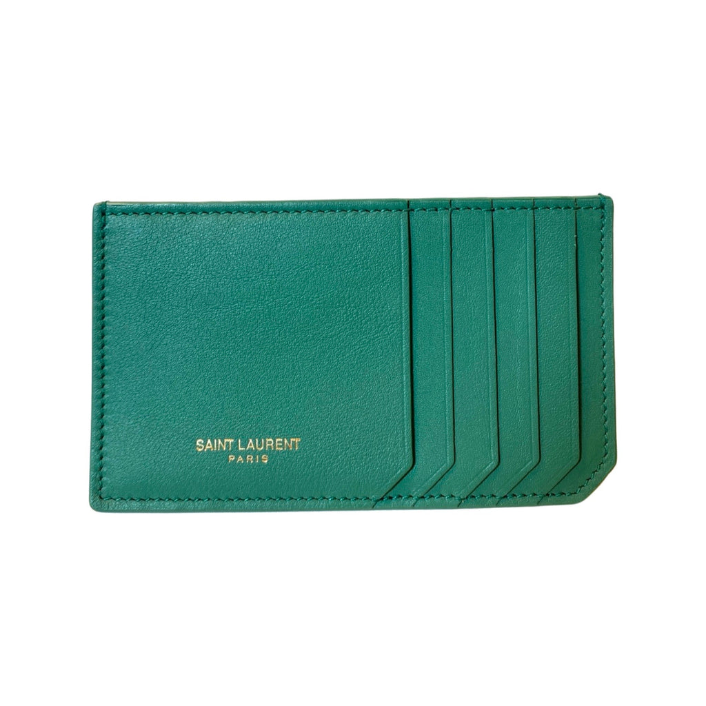 Saint Laurent Puffer Green Canvas Clutch and Card Holder 650880