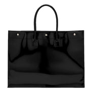 Saint Laurent Rive Gauche Black Patent Leather Large Tote Bag