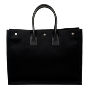 Saint Laurent Rive Gauche Black Canvas Leather Trim Tote Bag