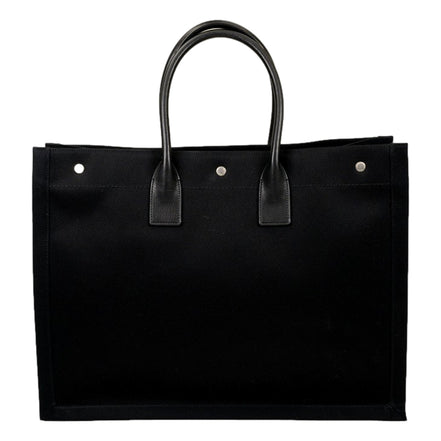 Saint Laurent Rive Gauche Black Canvas Leather Trim Tote Bag