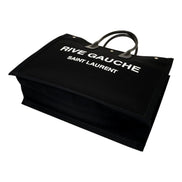 Saint Laurent Rive Gauche Black Canvas Leather Trim Tote Bag