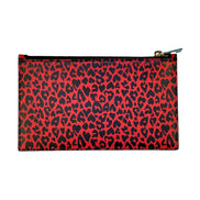 Saint Laurent Rouge Leopard Printed Calfskin Leather Medium Pouch available at Queen Bee of Beverly Hills
