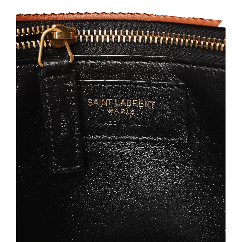 Saint Laurent Sac De Jour Black Canvas and Brown Leather Satchel 400629 at_Queen_Bee_of_Beverly_Hills