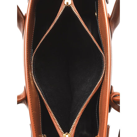 Saint Laurent Sac De Jour Black Canvas and Brown Leather Satchel available at Queen Bee of Beverly Hills